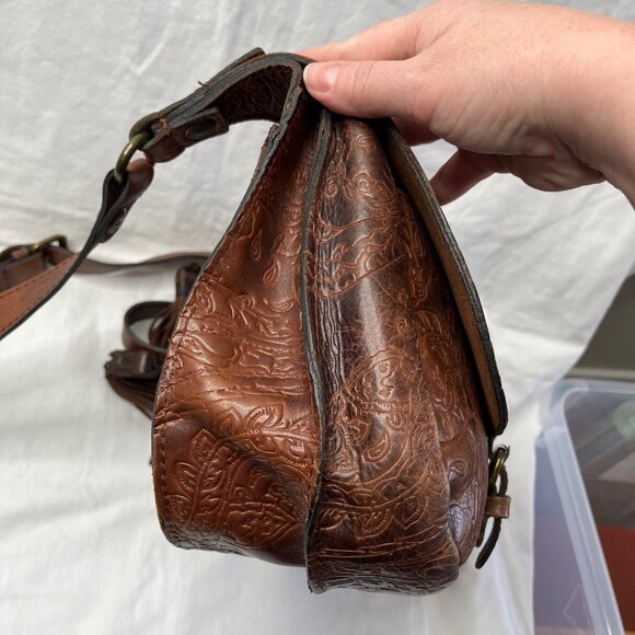 Patricia Nash Tooled Leather Crossbody Western Boho Saddle Bag - Picture 14 of 16